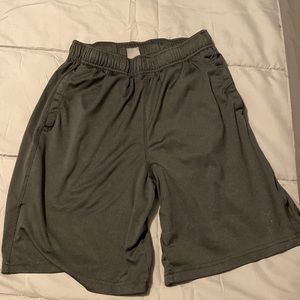 Old Navy active shorts. Fit just above knee on 5’7” male.